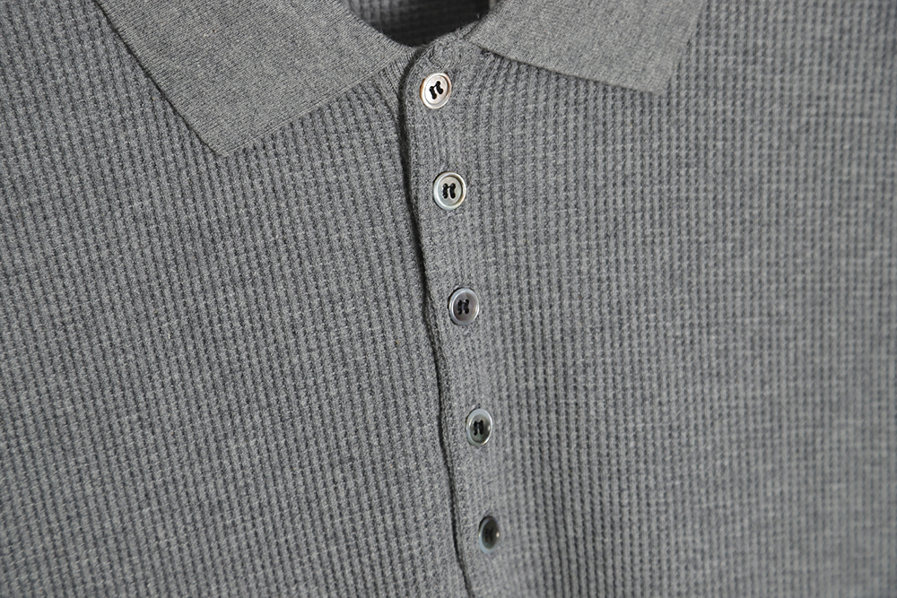 Thom Browne Classic Four Bar Waffle Polo Short Sleeve