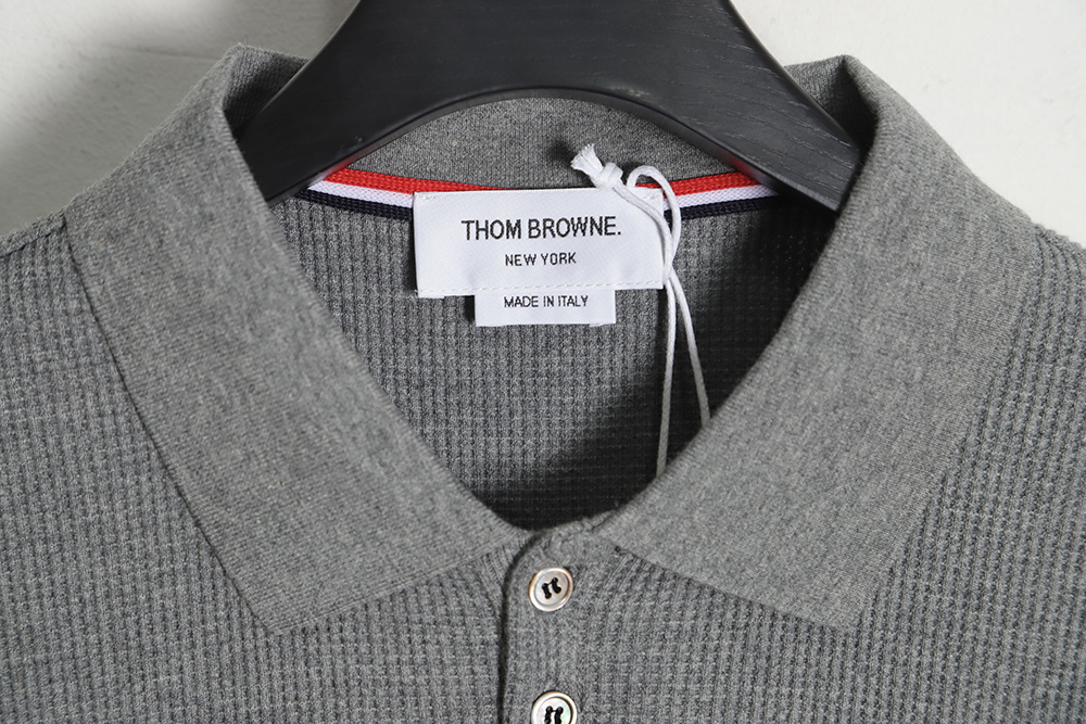 Thom Browne Classic Four Bar Waffle Polo Short Sleeve