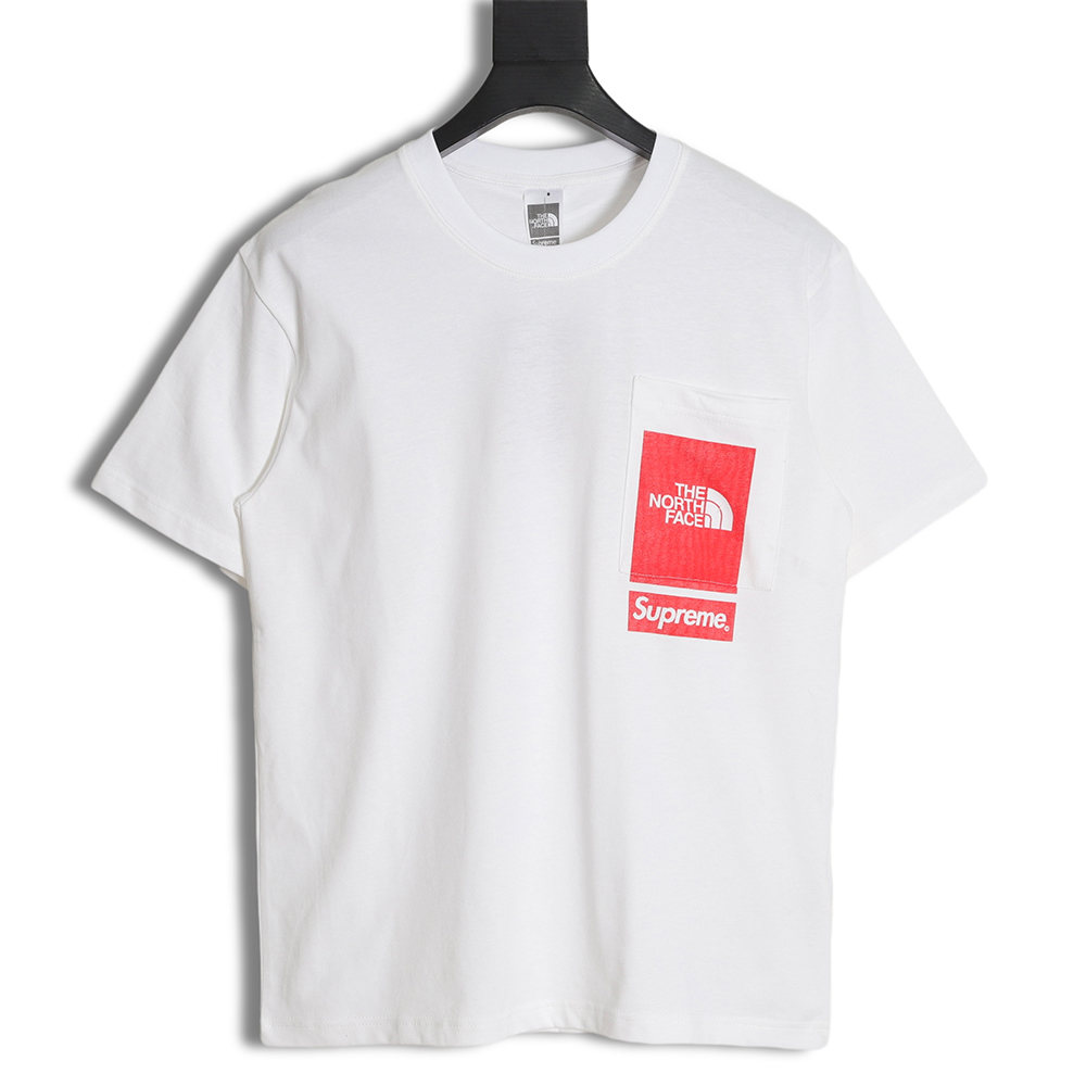 Supreme SS23 Week 3 x The North Face joint PRINTED POCKET TEE solid color Logo print short-sleeved T-shirt