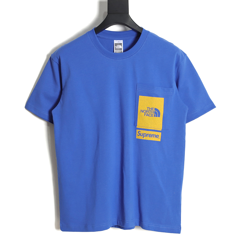 Supreme SS23 Week 3 x The North Face joint PRINTED POCKET TEE solid color Logo printed short-sleeved T-shirt TSK1