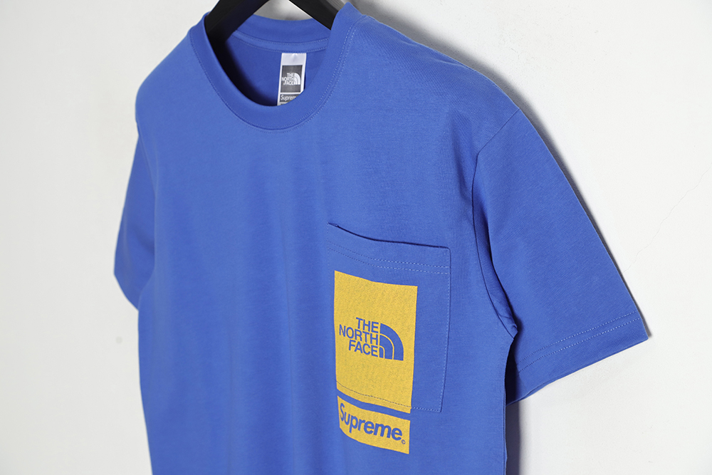 Supreme SS23 Week 3 x The North Face joint PRINTED POCKET TEE solid color Logo printed short-sleeved T-shirt TSK1