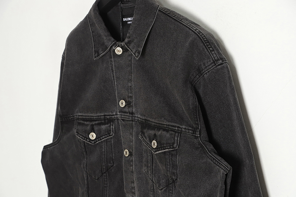 Balenciaga 22fw luminous spray-painted double B denim jacket