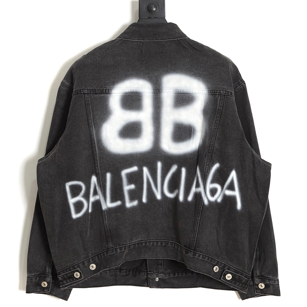 Balenciaga 22fw luminous spray-painted double B denim jacket