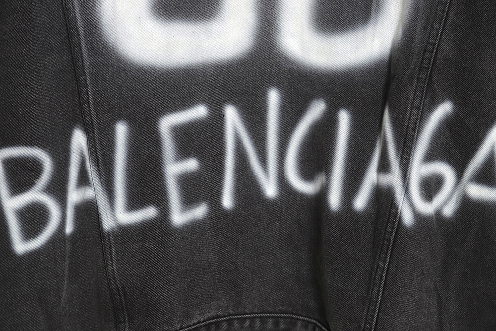 Balenciaga 22fw luminous spray-painted double B denim jacket