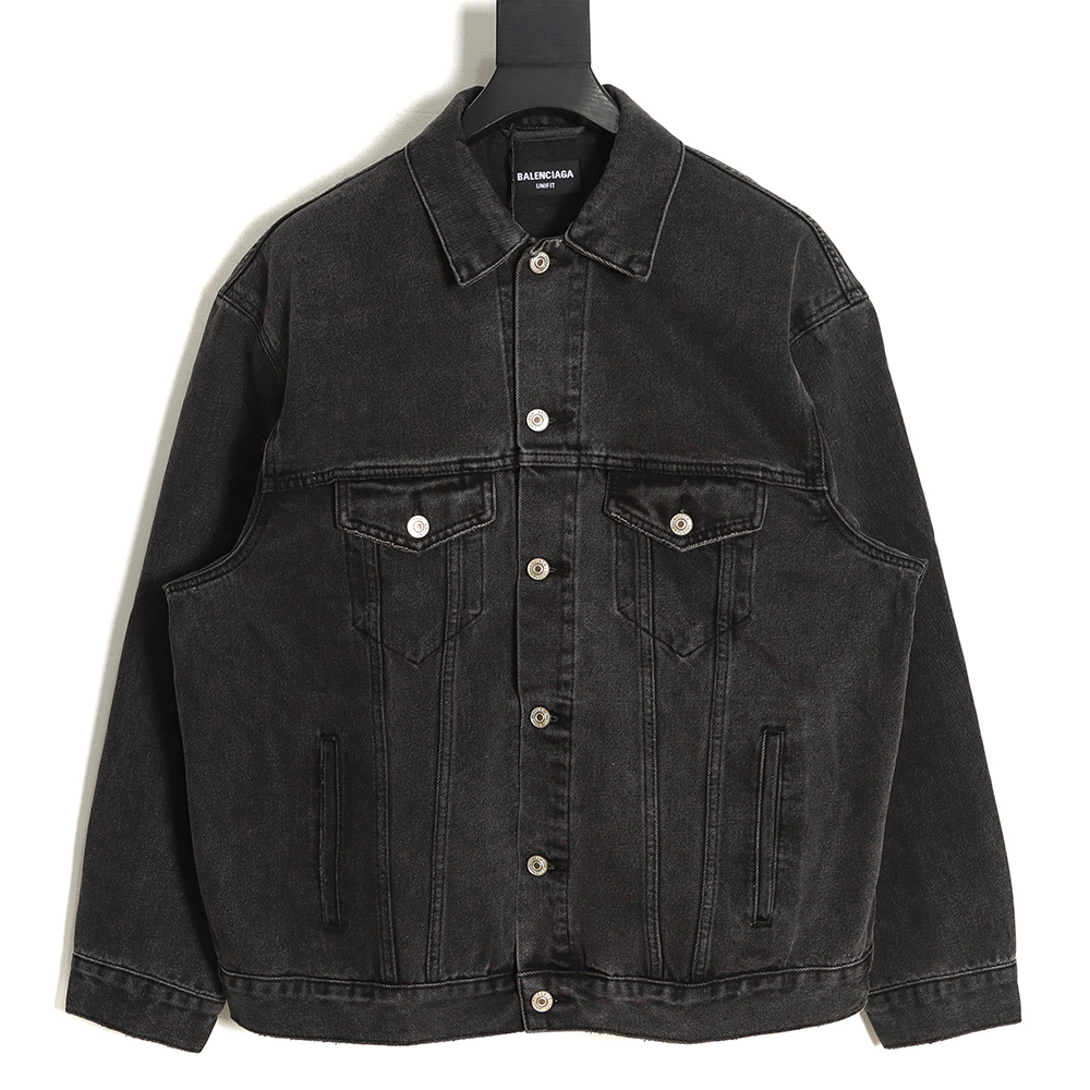 Balenciaga 22fw luminous spray-painted double B denim jacket