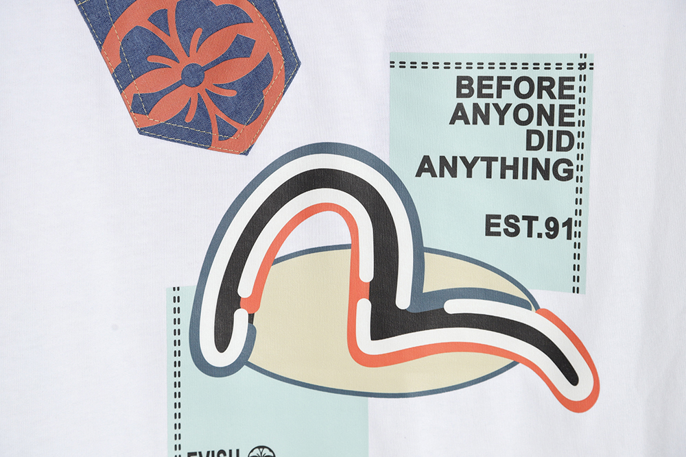 Evisu 23ss graffiti two-dimensional short-sleeved T-shirt
