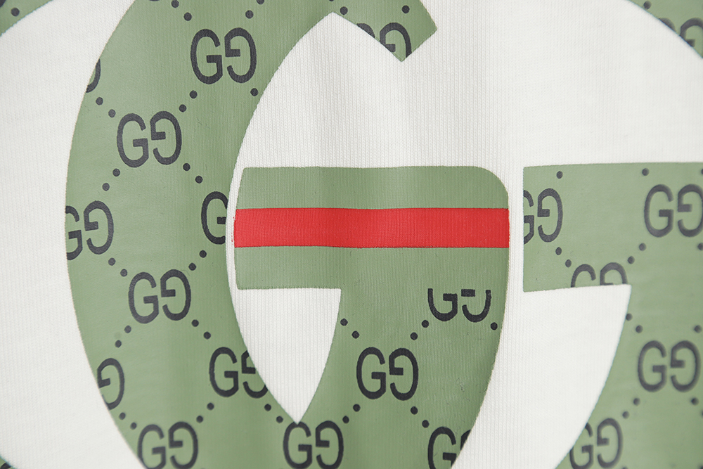 GUCCI 23SS green double g printed short-sleeved T-shirt