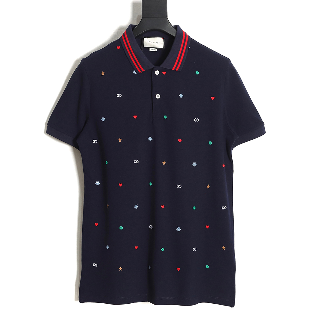 GUCCI colorful logo embroidery POLO shirt