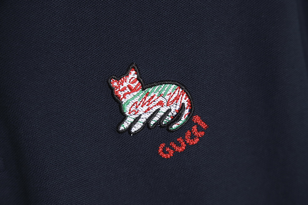 GUCCI cat embroidery POLO shirt