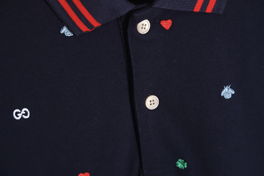 GUCCI colorful logo embroidery POLO shirt