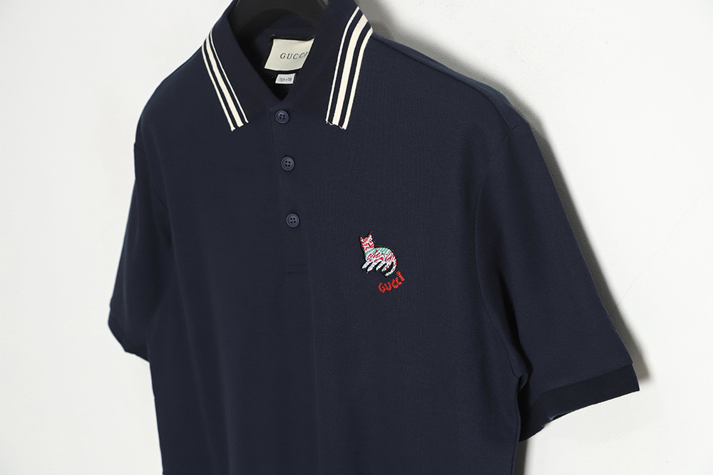 GUCCI cat embroidery POLO shirt