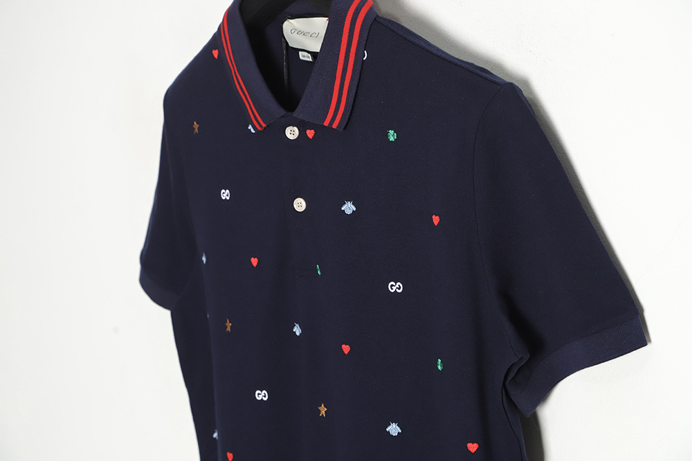 GUCCI colorful logo embroidery POLO shirt