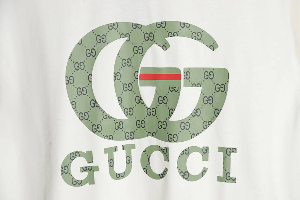 GUCCI 23SS green double g printed short-sleeved T-shirt