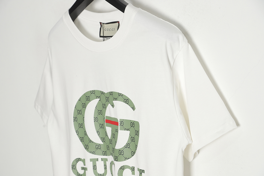 GUCCI 23SS green double g printed short-sleeved T-shirt