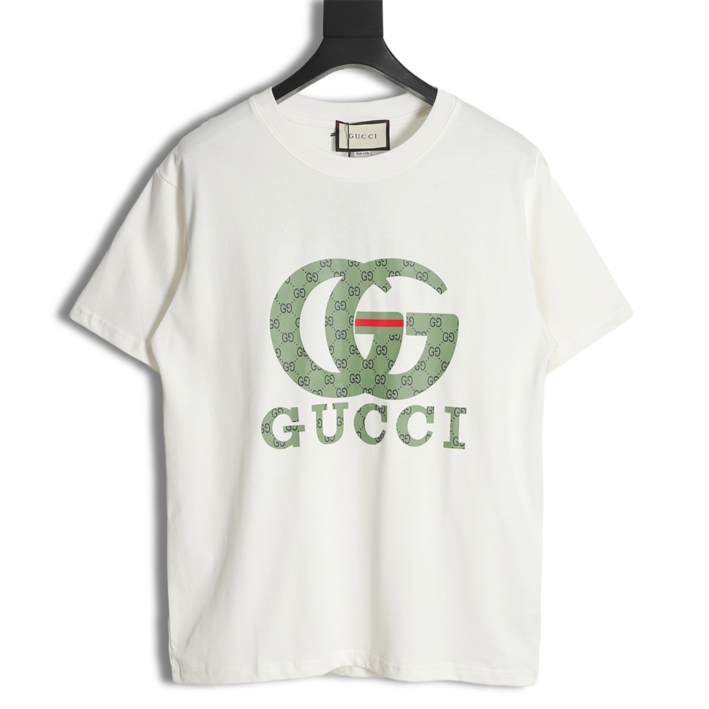GUCCI 23SS green double g printed short-sleeved T-shirt
