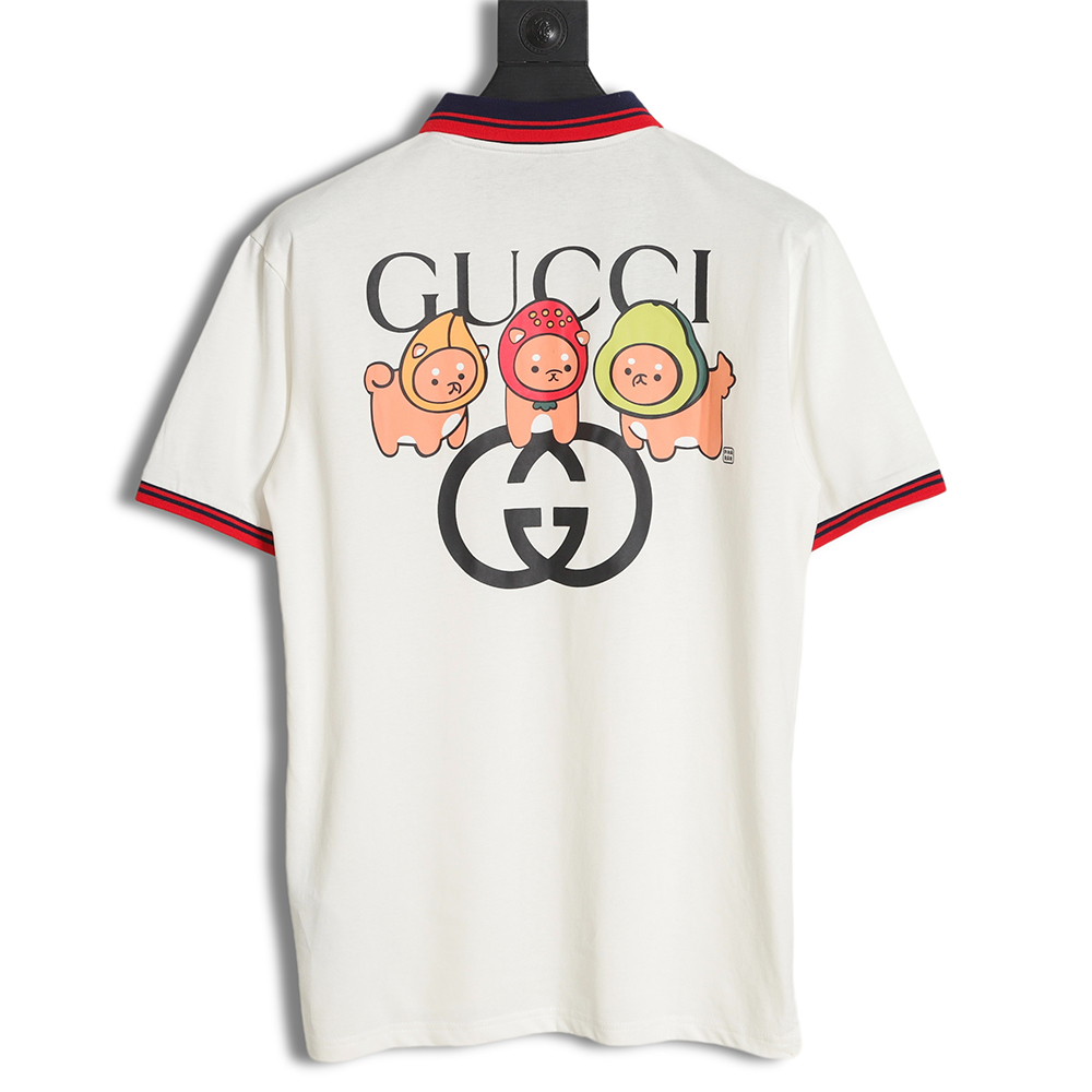 Gucci 23ss logo embroidery and animal print Polo shirt