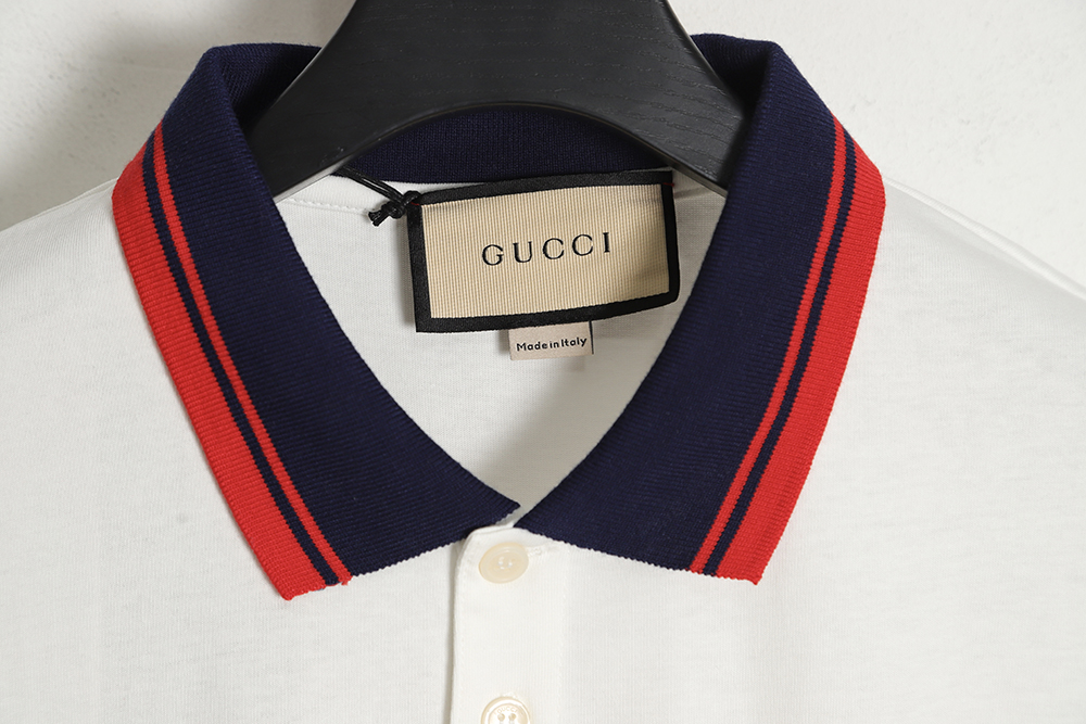 Gucci 23ss logo embroidery and animal print Polo shirt