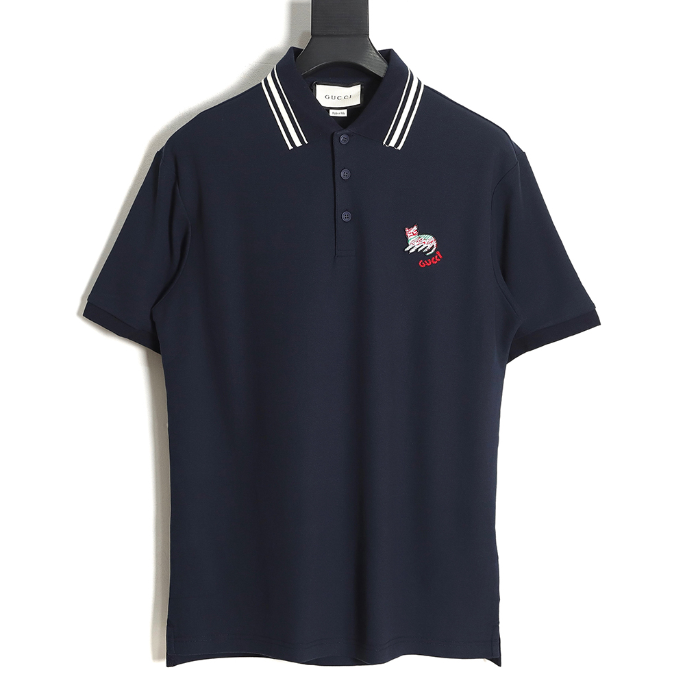 GUCCI cat embroidery POLO shirt