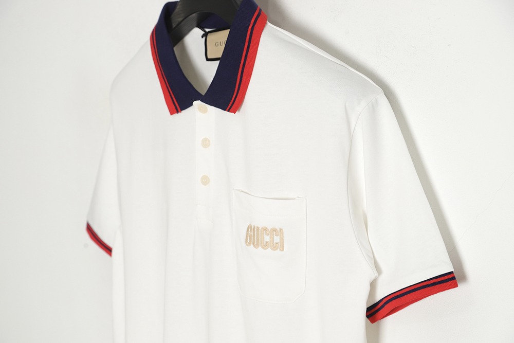 Gucci 23ss logo embroidery and animal print Polo shirt