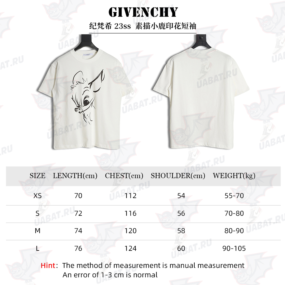 GIVENCHY 23ss sketched deer print short sleeves