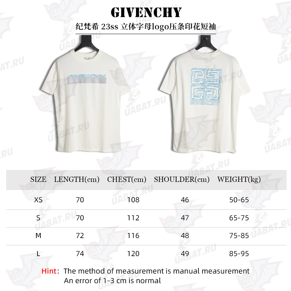 GIVENCHY 23ss three-dimensional letter logo taped print short sleeves