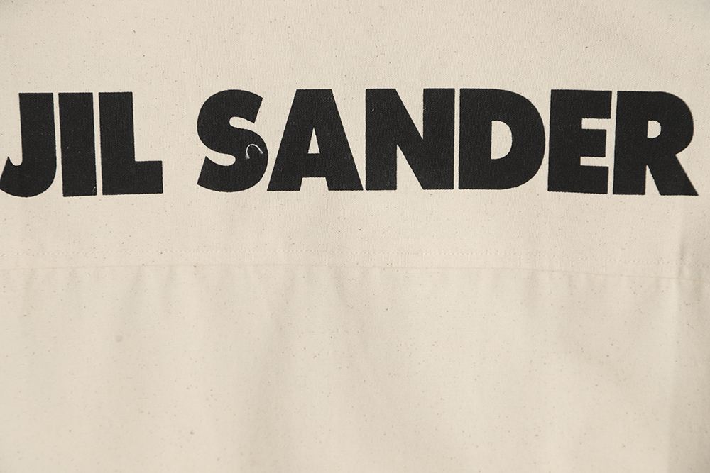 JIL SANDER Printed lettering back cotton and linen short-sleeved shirt
