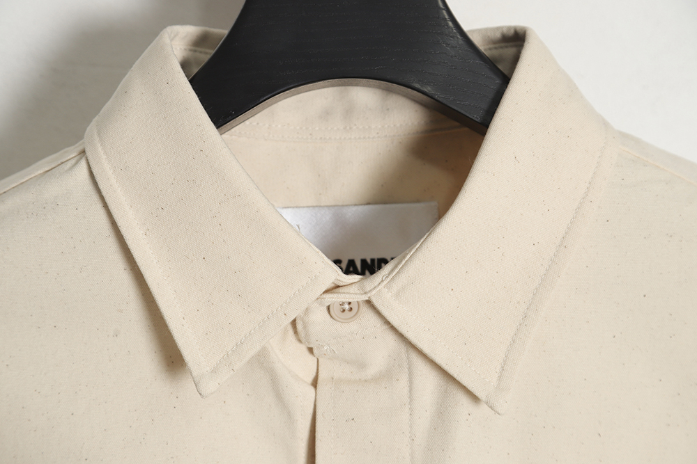 JIL SANDER Printed lettering back cotton and linen short-sleeved shirt