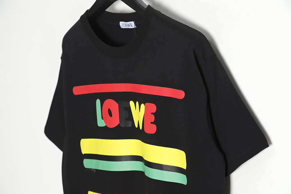 LOEWE 23SS rainbow letter print short-sleeved T-shirt TSK1