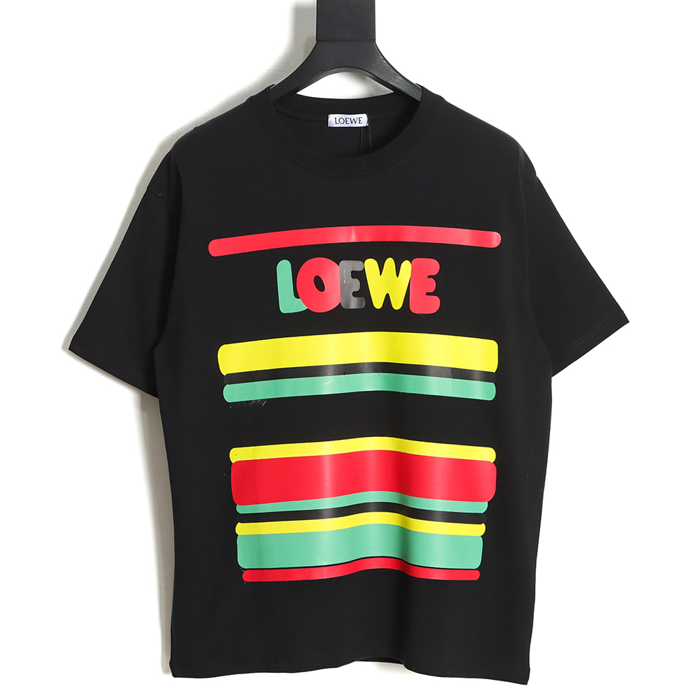 LOEWE 23SS rainbow letter print short-sleeved T-shirt TSK1