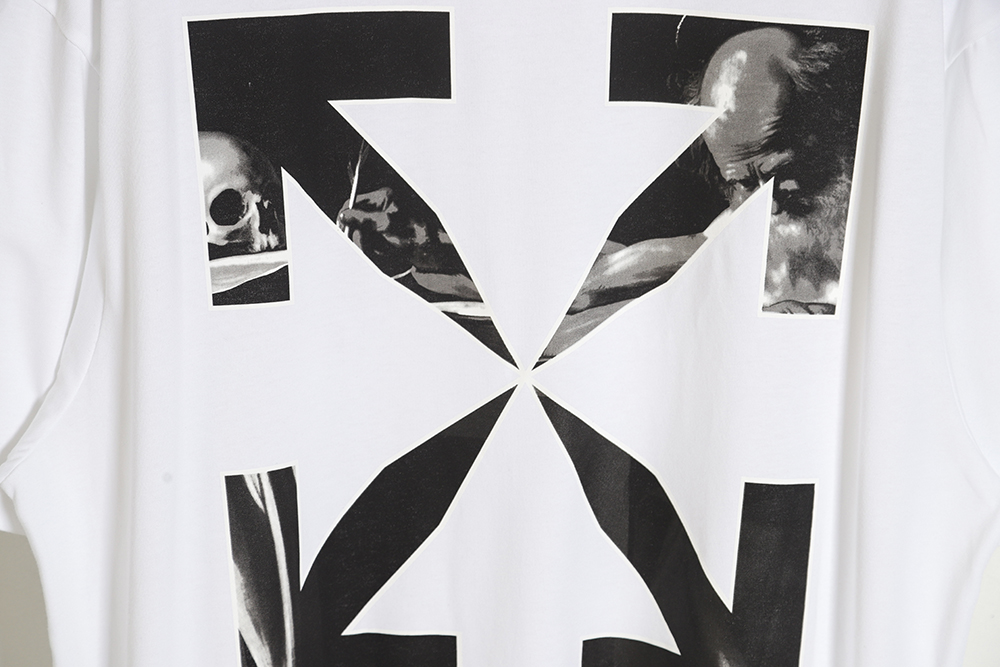 OFF-WHITE OW Caravaggio black and white religious short-sleeved T-shirt