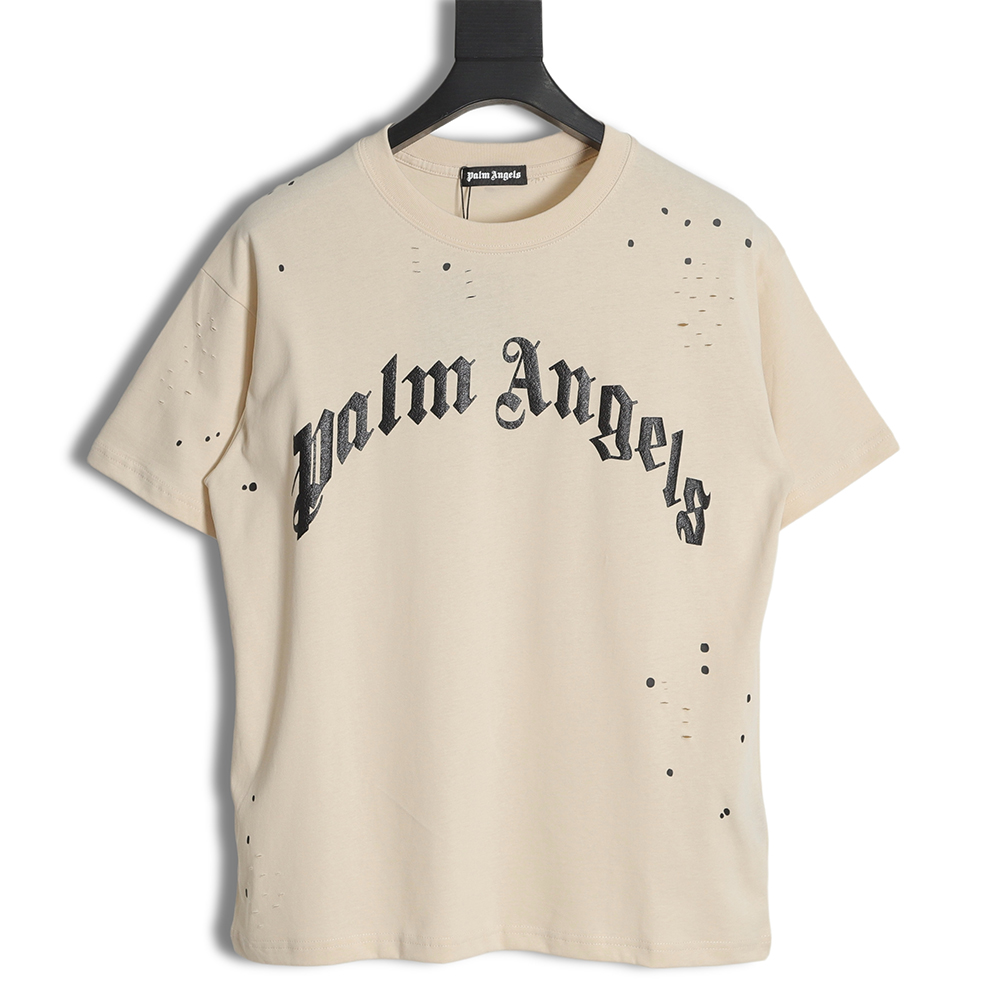 Palm Angels Palm Angel 23SS Splashed ink hole to do old short-sleeved T-shirt
