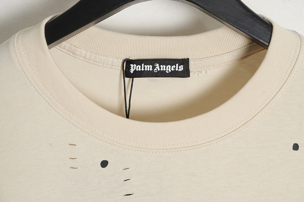 Palm Angels Palm Angel 23SS Splashed ink hole to do old short-sleeved T-shirt