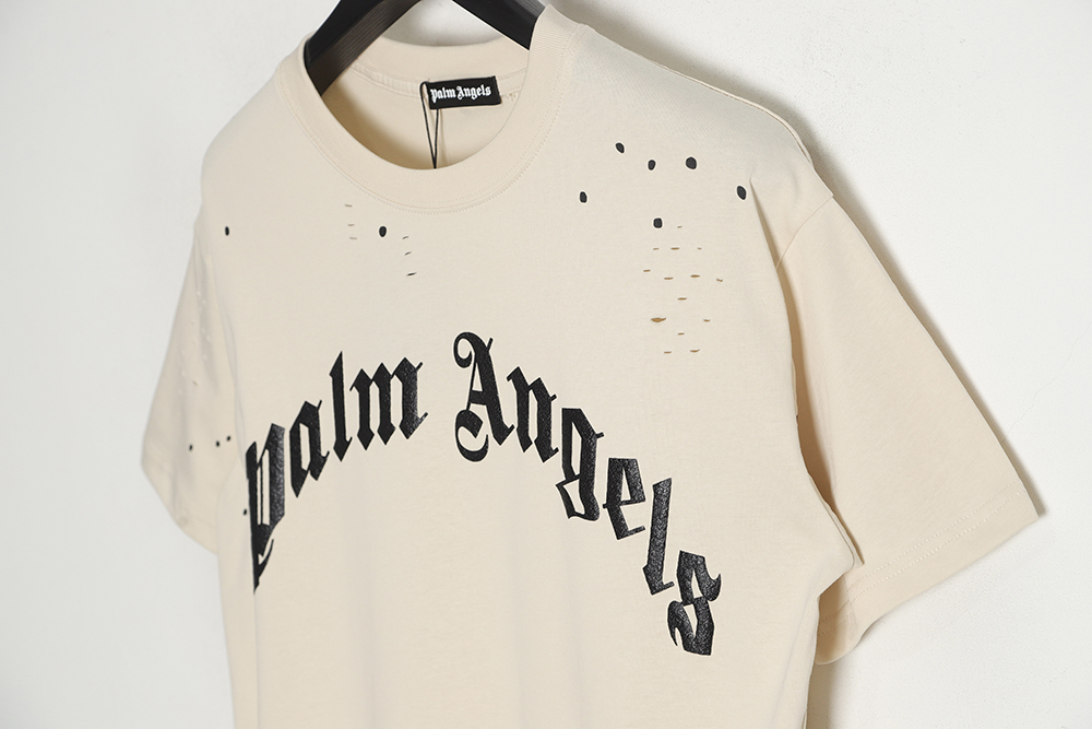 Palm Angels Palm Angel 23SS Splashed ink hole to do old short-sleeved T-shirt