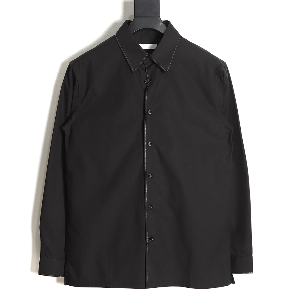 Prada Prada PRD 23SS Silver Trim Beaded Long Sleeve Shirt