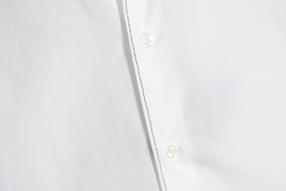 Prada Prada PRD 23SS Silver Trim Beaded Long Sleeve Shirt