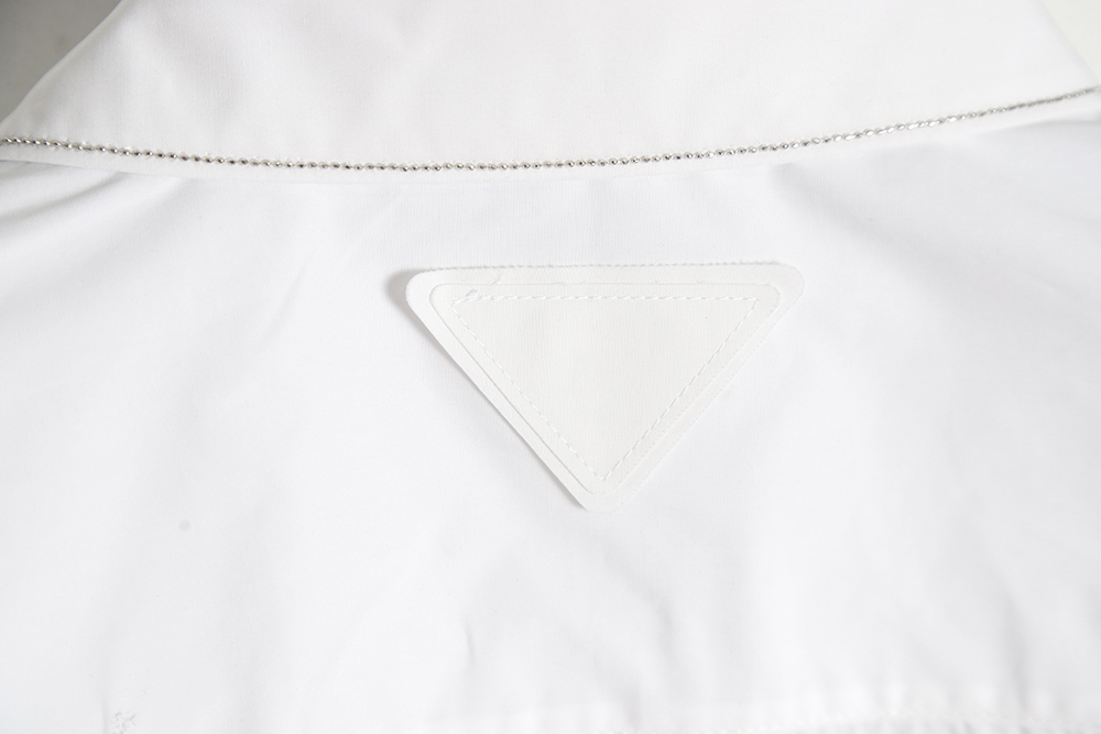Prada Prada PRD 23SS Silver Trim Beaded Long Sleeve Shirt