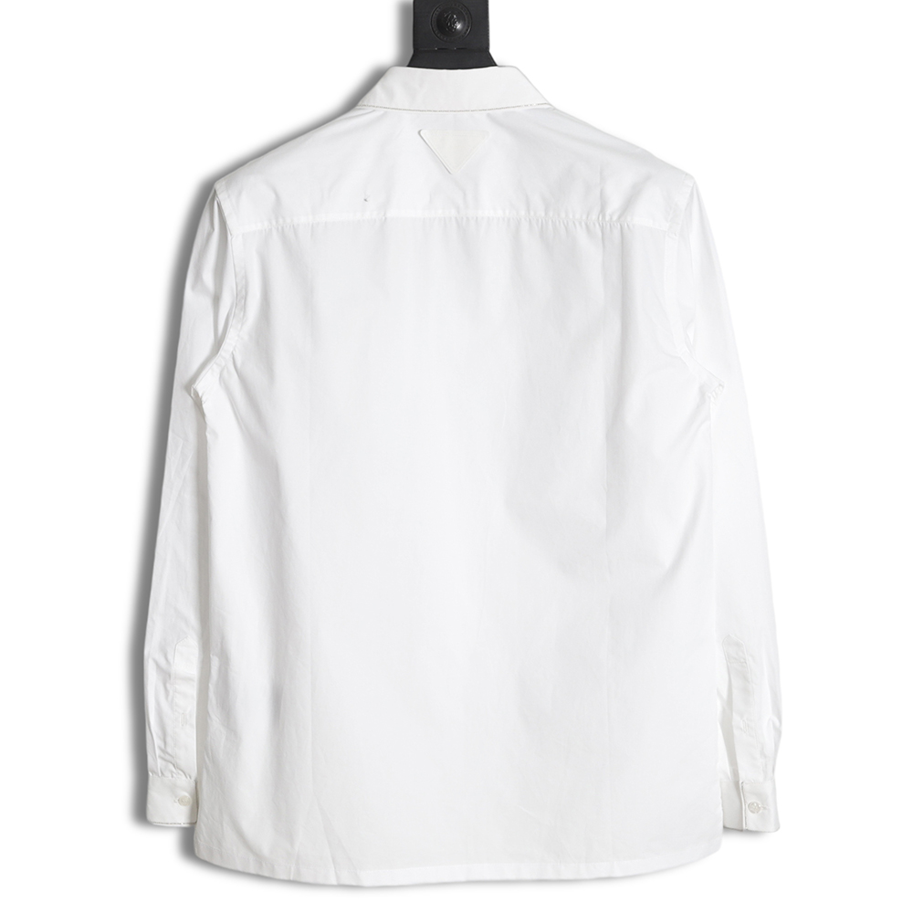 Prada Prada PRD 23SS Silver Trim Beaded Long Sleeve Shirt