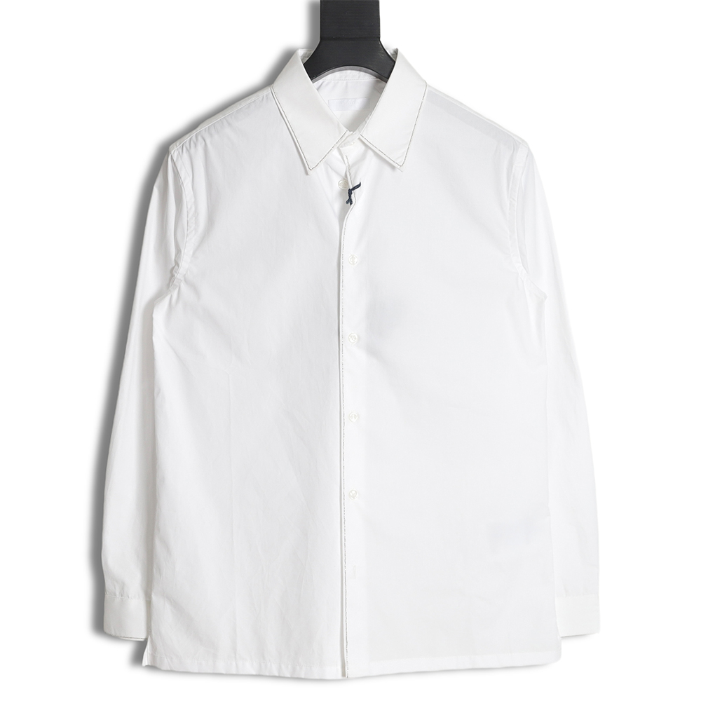 Prada Prada PRD 23SS Silver Trim Beaded Long Sleeve Shirt