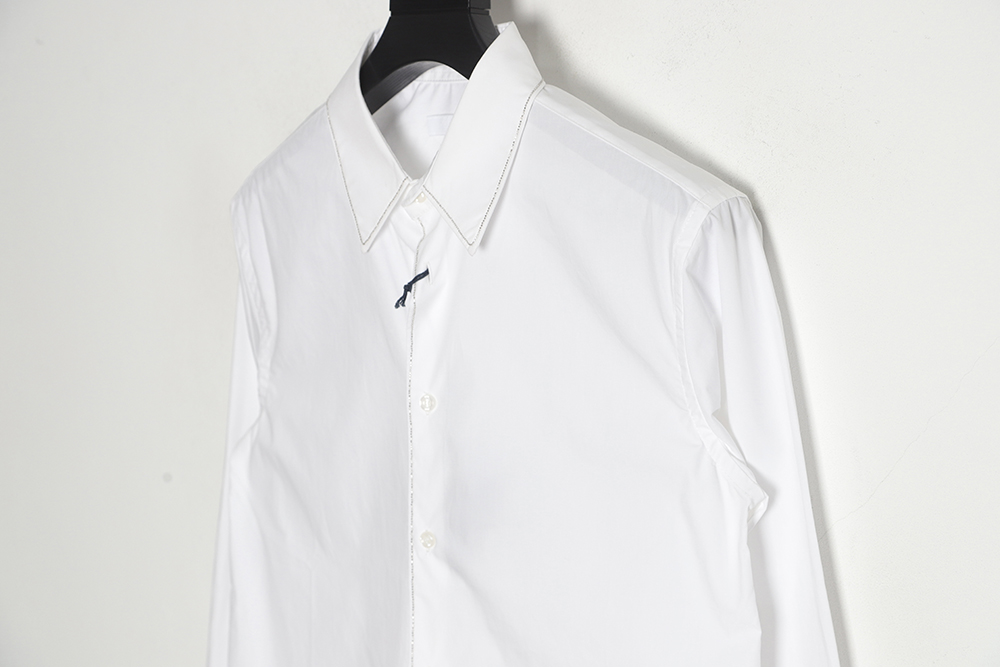 Prada Prada PRD 23SS Silver Trim Beaded Long Sleeve Shirt