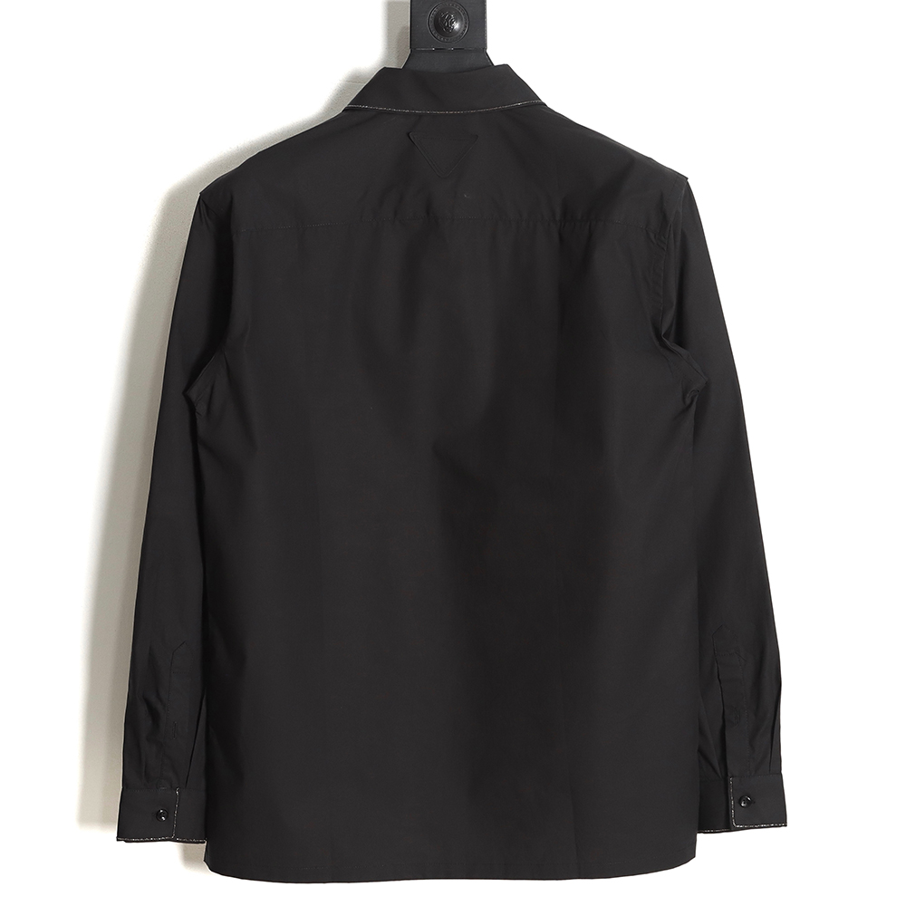 Prada Prada PRD 23SS Silver Trim Beaded Long Sleeve Shirt