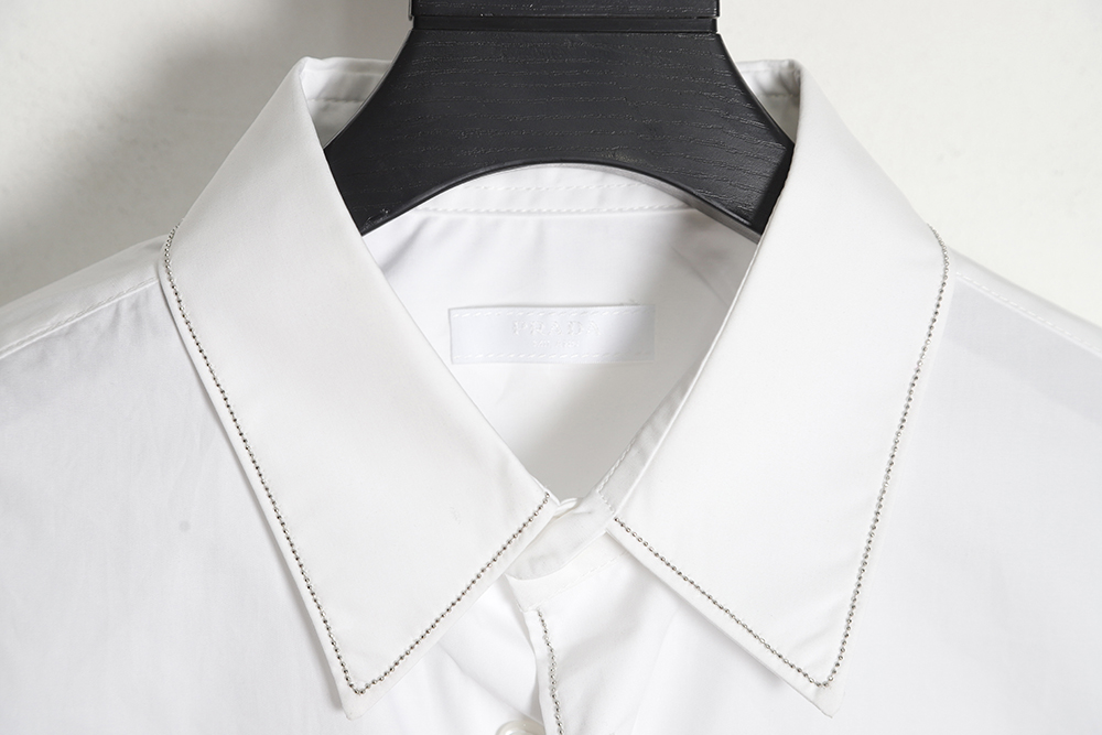 Prada Prada PRD 23SS Silver Trim Beaded Long Sleeve Shirt