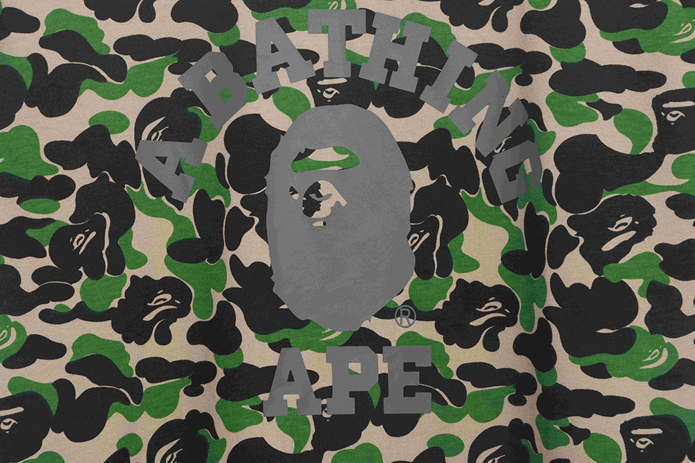 BAPE army green camouflage print short sleeves