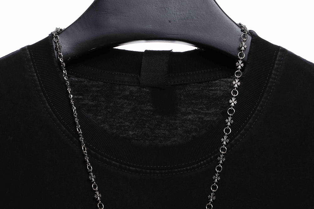 Chro heart horseshoe ironed diamond necklace washed short sleeves