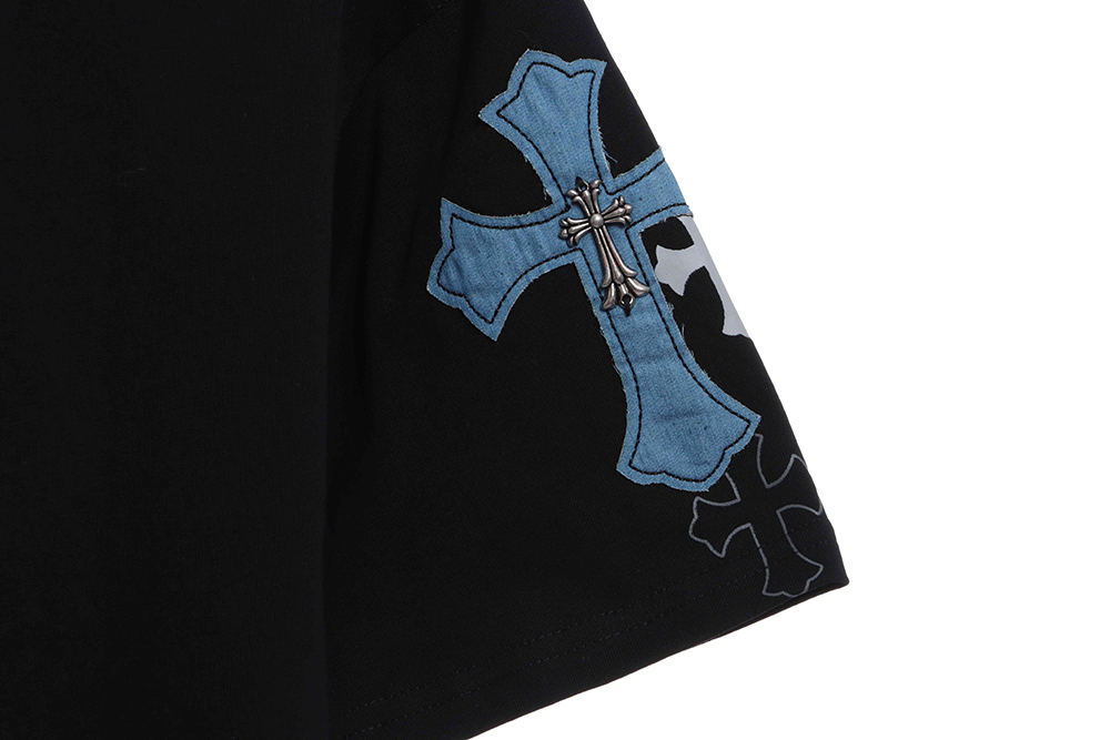 Cro Heart Neckline Sanskrit Cross Patch Short Sleeve TSK1