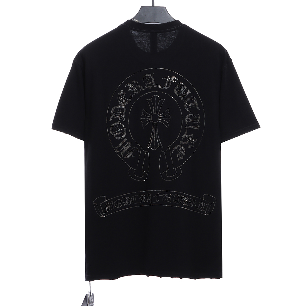 Chro heart horseshoe ironed diamond necklace washed short sleeves