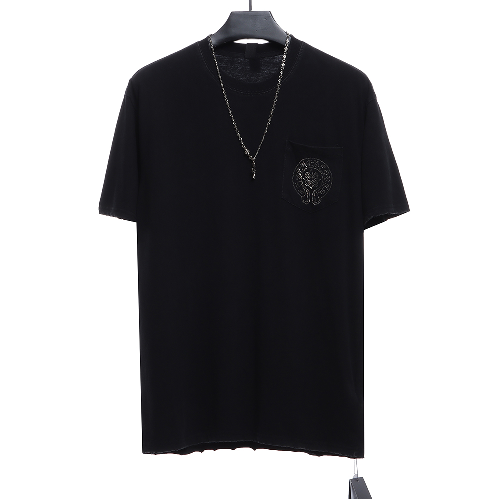Chro heart horseshoe ironed diamond necklace washed short sleeves