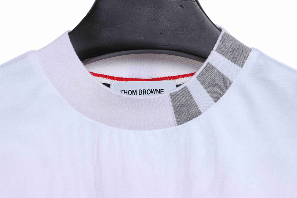 TB neckline striped jacquard short sleeves