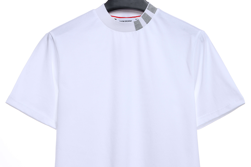 TB neckline striped jacquard short sleeves