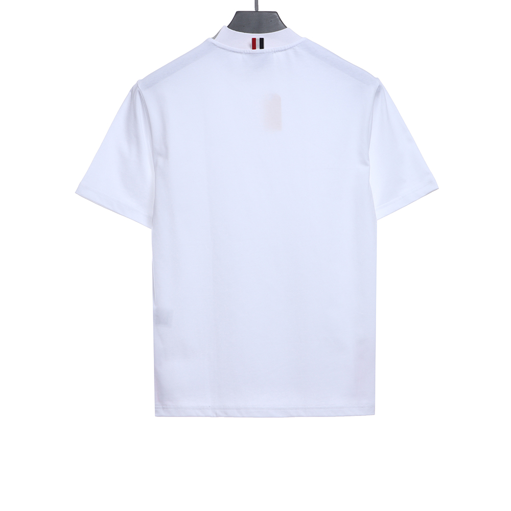TB neckline striped jacquard short sleeves