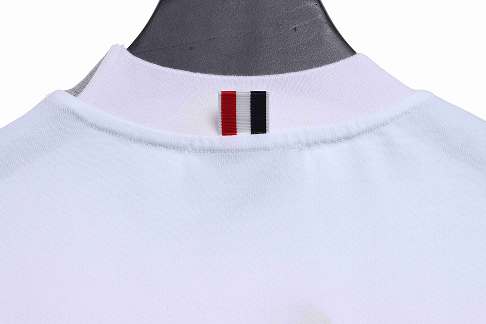 TB neckline striped jacquard short sleeves